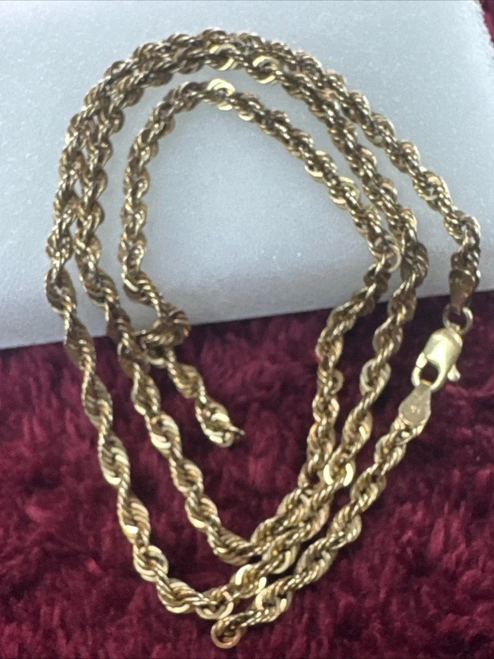 10K Yellow Gold Rope Chain Necklace 20” 3mm 4.7g Broken Needs Repair